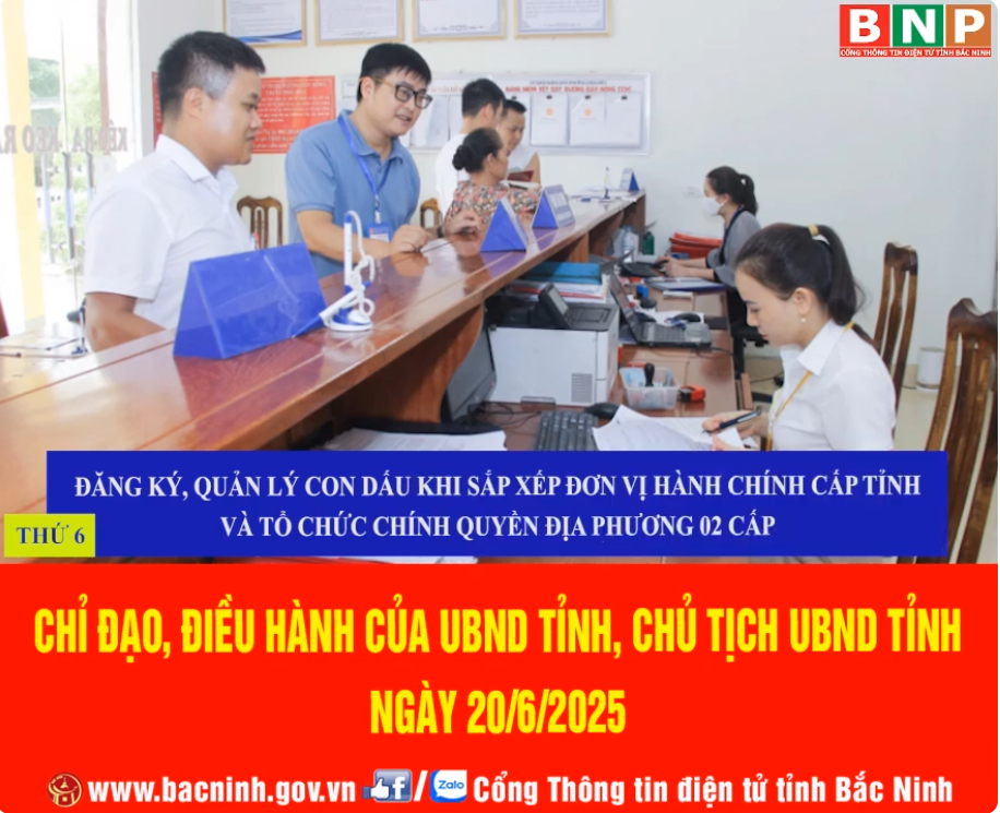 CHỈ ĐẠO, ĐIỀU HÀNH CỦA UBND TỈNH, CHỦ TỊCH UBND TỈNH NGÀY 20/6/2025